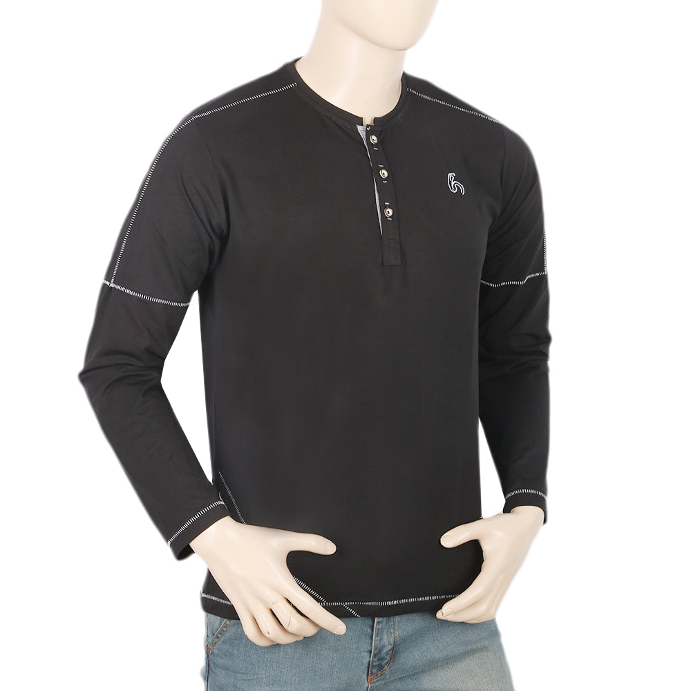 Men's Full Sleeves Round Neck T-Shirt - Black, Men, T-Shirts And Polos, Chase Value, Chase Value