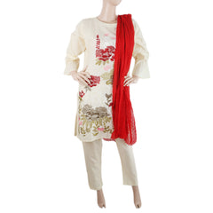 Women's Embroidered 3 Pcs Cotton Suit - Fawn, Women, Shalwar Suits, Chase Value, Chase Value