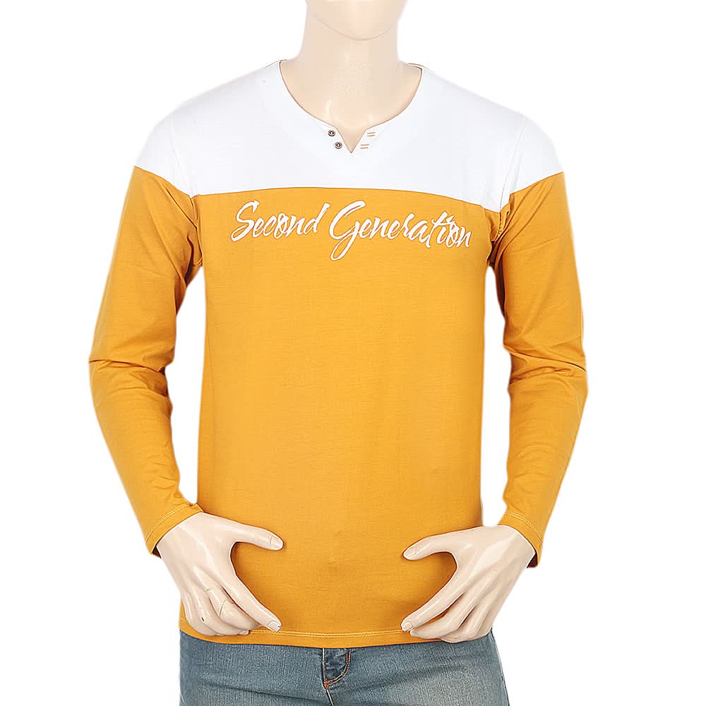 Men's Full Sleeves T-Shirt - Mustard, Men, T-Shirts And Polos, Chase Value, Chase Value