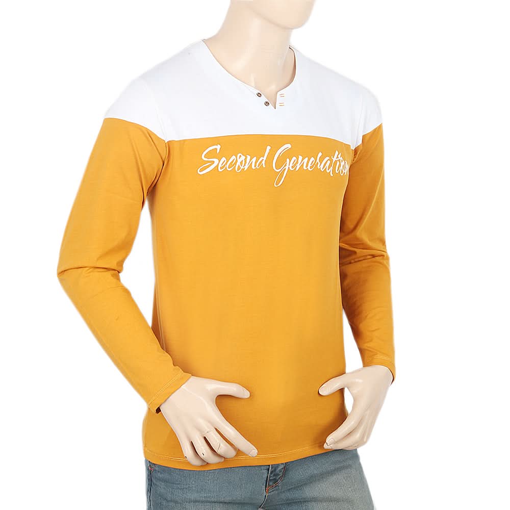 Men's Full Sleeves T-Shirt - Mustard, Men, T-Shirts And Polos, Chase Value, Chase Value
