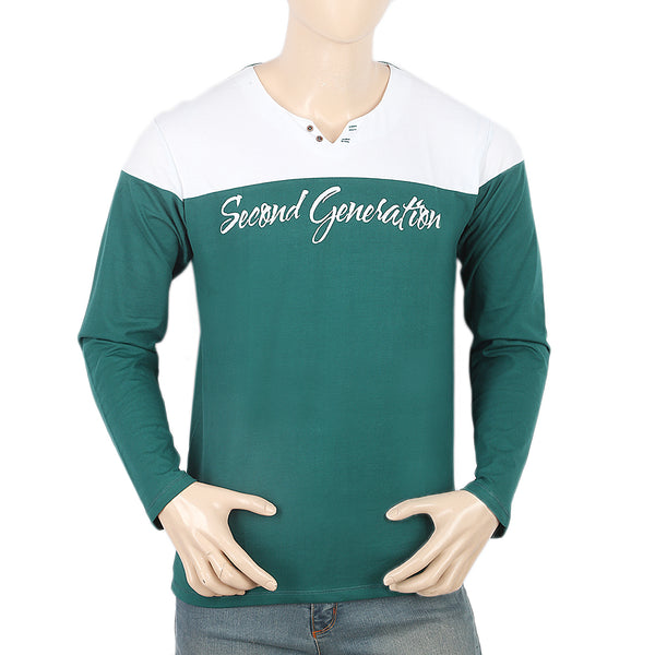 Men's Full Sleeves T-Shirt - Green, Men, T-Shirts And Polos, Chase Value, Chase Value