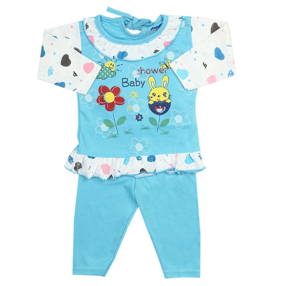 Newborn Girls Full Sleeves Suit - Blue, Newborn Girls Sets & Suits, Chase Value, Chase Value
