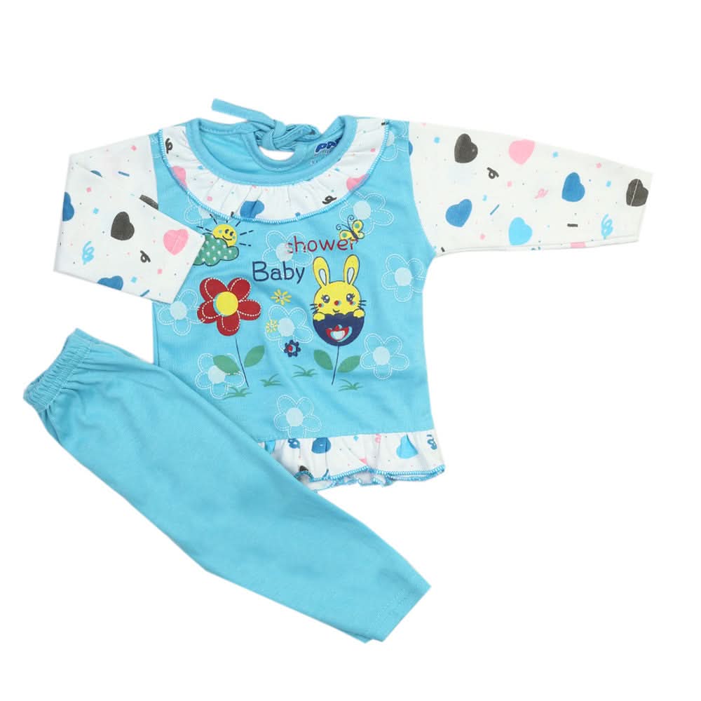 Newborn Girls Full Sleeves Suit - Blue, Newborn Girls Sets & Suits, Chase Value, Chase Value