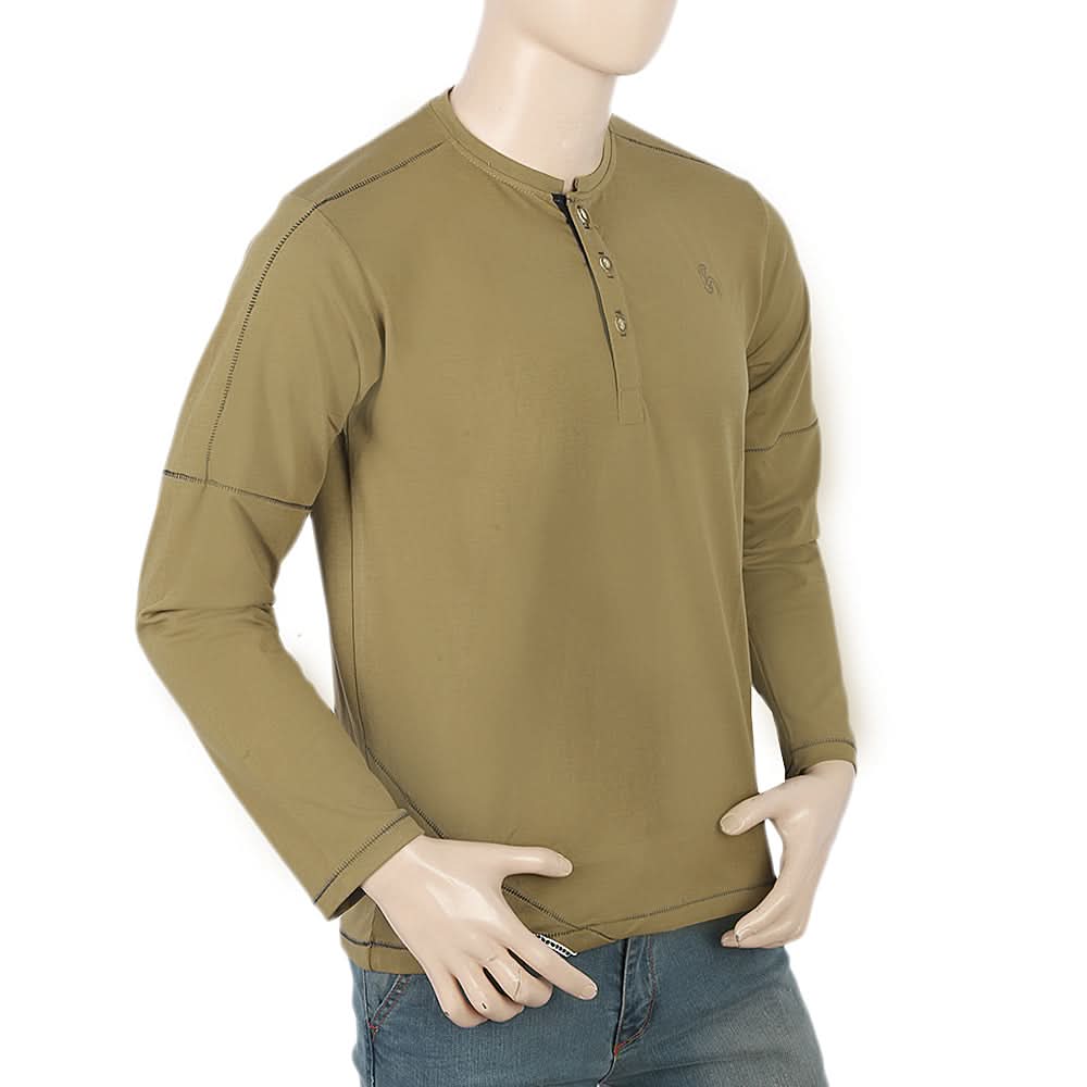 Men's Full Sleeves Round Neck T-Shirt - Olive Green, Men, T-Shirts And Polos, Chase Value, Chase Value