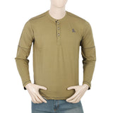 Men's Full Sleeves Round Neck T-Shirt - Olive Green, Men, T-Shirts And Polos, Chase Value, Chase Value