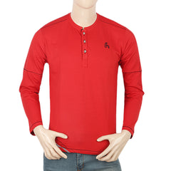 Men's Full Sleeves Round Neck T-Shirt - Red, Men, T-Shirts And Polos, Chase Value, Chase Value