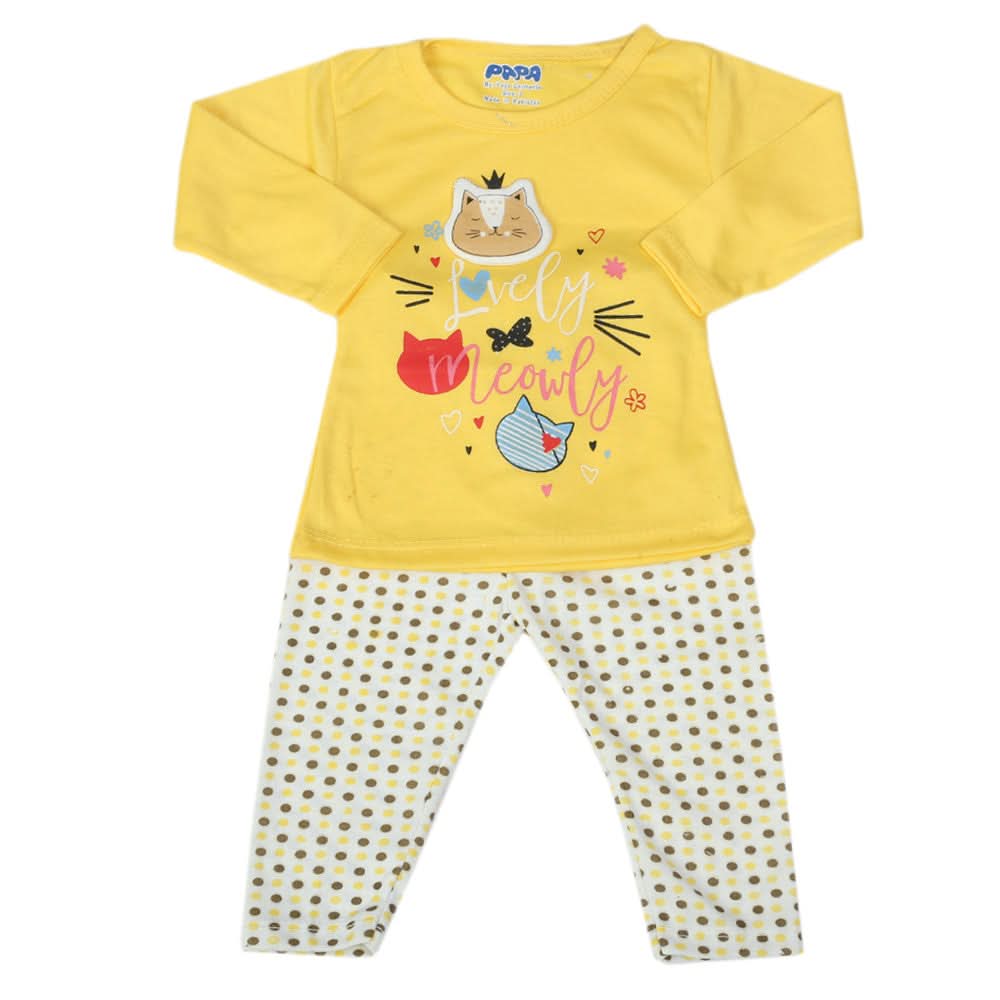 Newborn Girls Full Sleeves Suit - Yellow, Newborn Girls Sets & Suits, Chase Value, Chase Value
