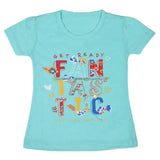 Girls Half Sleeves T-Shirt - Cyan, Kids, Girls T-Shirts, Chase Value, Chase Value