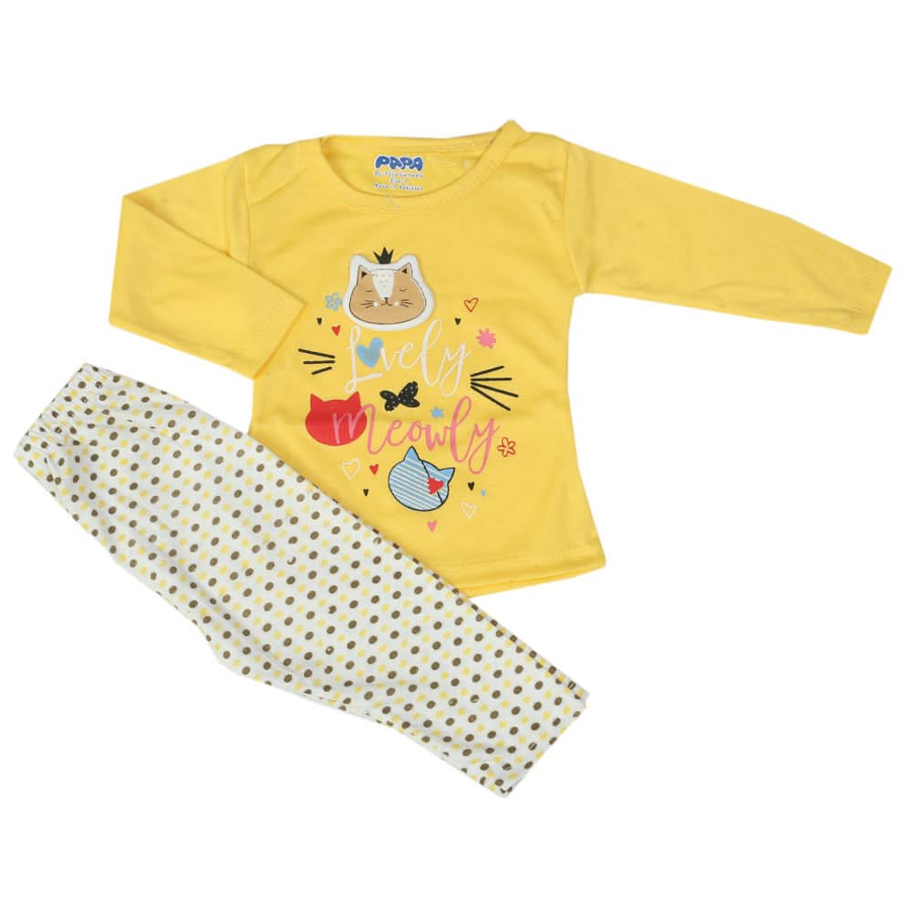 Newborn Girls Full Sleeves Suit - Yellow, Newborn Girls Sets & Suits, Chase Value, Chase Value