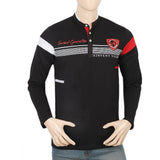 Men's Full Sleeves Sherwani Collar T-Shirt - Black, Men, T-Shirts And Polos, Chase Value, Chase Value