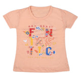 Girls Half Sleeves T-Shirt - Peach, Kids, Girls T-Shirts, Chase Value, Chase Value