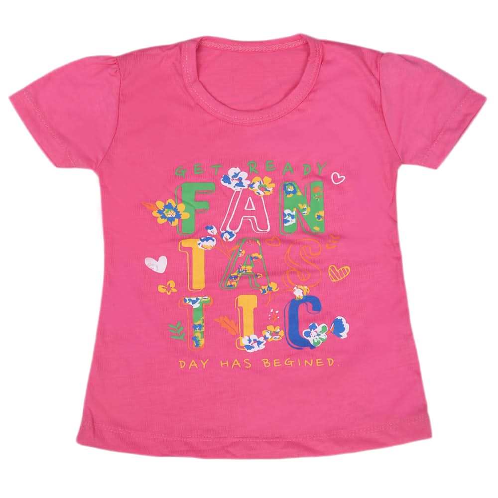 Girls Half Sleeves T-Shirt - Pink, Kids, Girls T-Shirts, Chase Value, Chase Value