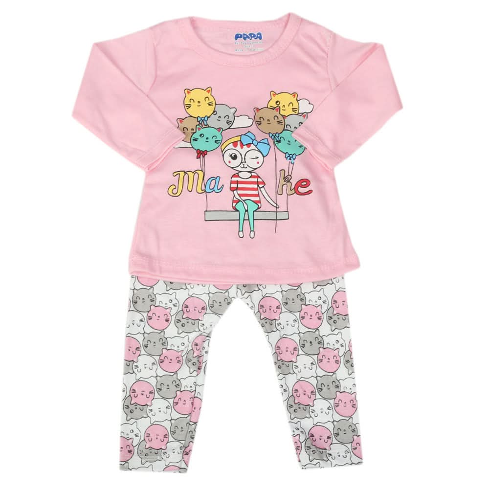 Newborn Girls Full Sleeves Suit - Pink, Newborn Girls Sets & Suits, Chase Value, Chase Value