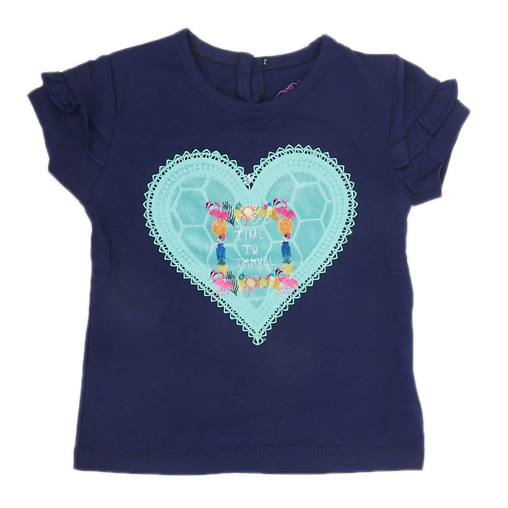 Newborn Girl Half Sleeves T-Shirt - Navy Blue, Kids, NB Girls T-Shirts, Chase Value, Chase Value