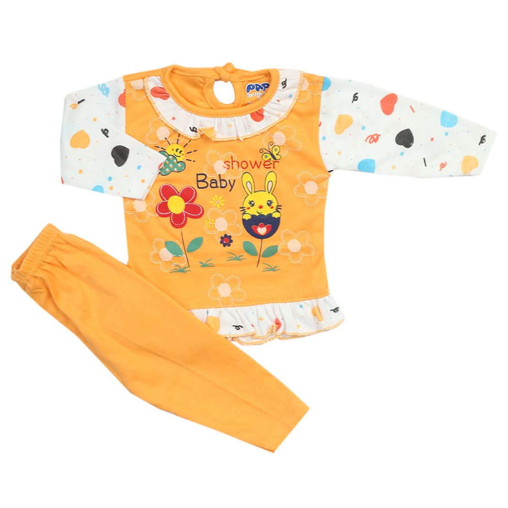 Newborn Girls Full Sleeves Suit - Peach, Newborn Girls Sets & Suits, Chase Value, Chase Value