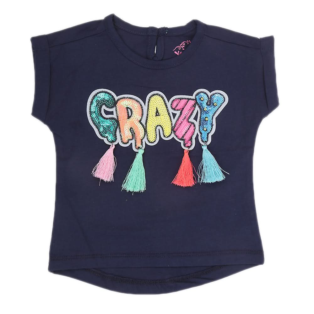 Newborn Girl Half Sleeves T-Shirt - Navy Blue, Kids, NB Girls T-Shirts, Chase Value, Chase Value