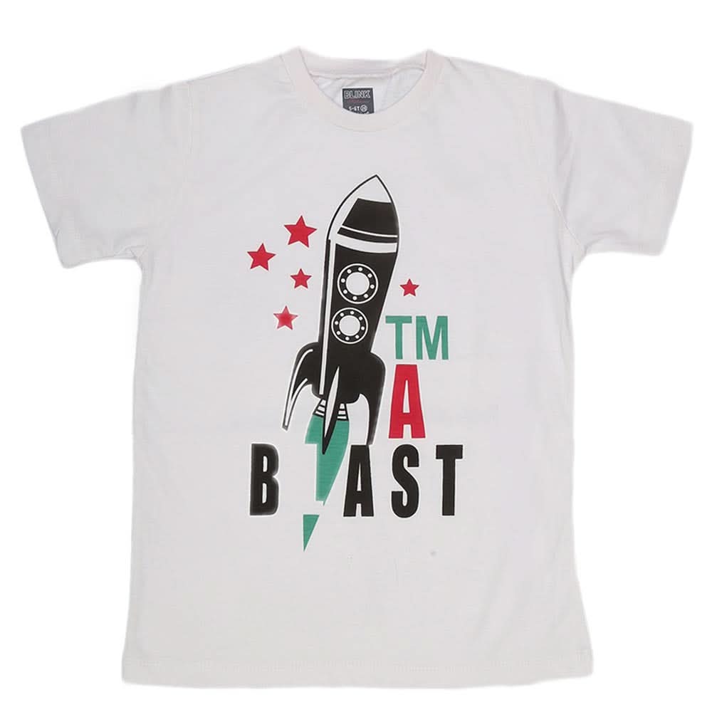 Boys Print T-Shirt - White, Kids, Boys T-Shirts, Chase Value, Chase Value