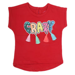 Newborn Girl Half Sleeves T-Shirt - Red, Kids, NB Girls T-Shirts, Chase Value, Chase Value