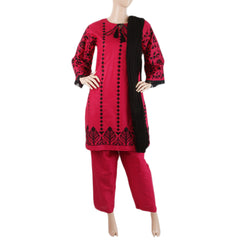 Women Cotton  Embroidered 03Pcs Suit - Dark Pink, Women, Shalwar Suits, Chase Value, Chase Value
