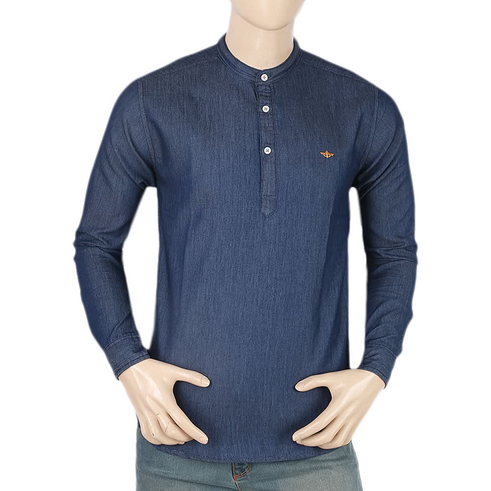 Men's Casual Kurta Collor Shirt - Dark Blue, Men, Shirts, Chase Value, Chase Value
