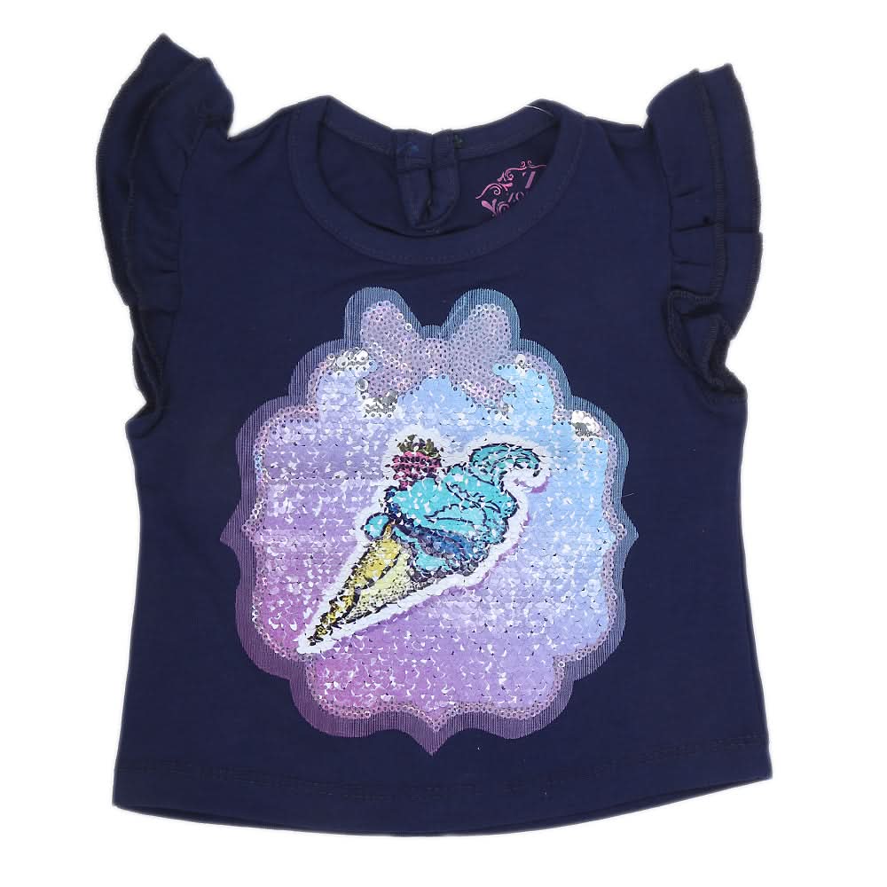 Newborn Girl Half Sleeves T-Shirt - Navy Blue, Kids, NB Girls T-Shirts, Chase Value, Chase Value