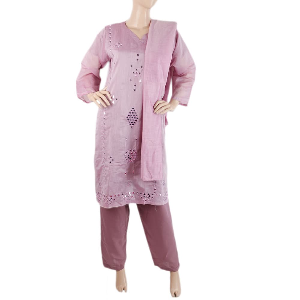 Women's Embroidered 03Pcs Suit With Stone - Light Purple, Women, 3Pcs Shalwar Suits, Chase Value, Chase Value