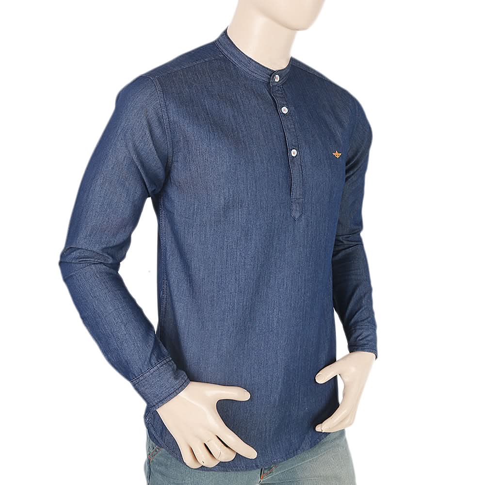 Men's Casual Kurta Collor Shirt - Dark Blue, Men, Shirts, Chase Value, Chase Value