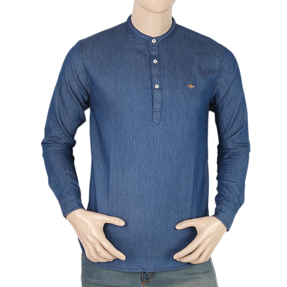 Men's Casual Kurta Collor Shirt - Blue, Men, Shirts, Chase Value, Chase Value