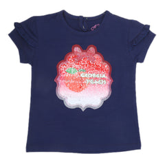 Newborn Girl Half Sleeves T-Shirt - Navy Blue, Kids, NB Girls T-Shirts, Chase Value, Chase Value