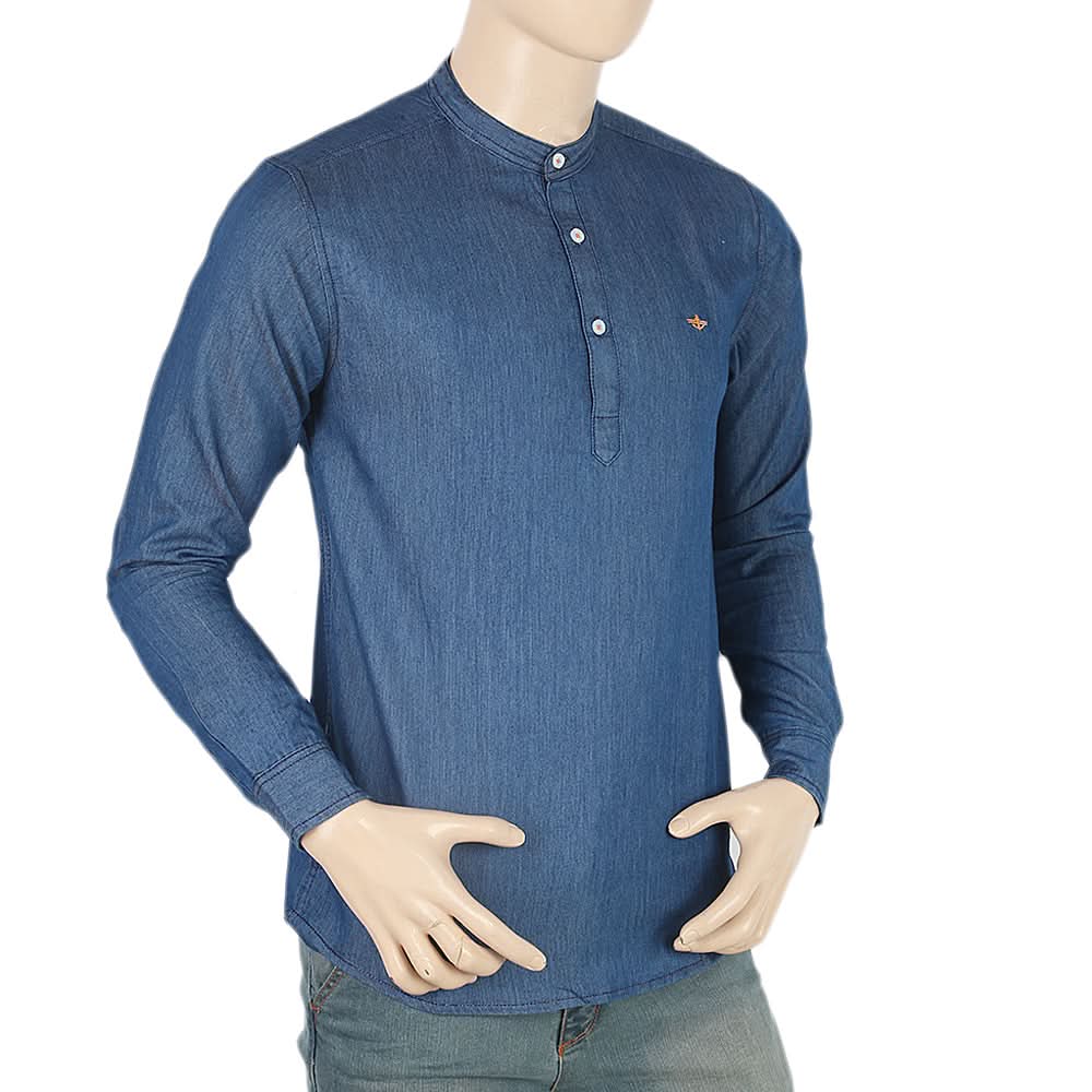 Men's Casual Kurta Collor Shirt - Blue, Men, Shirts, Chase Value, Chase Value