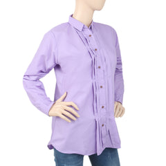 Women's Casual Shirt With Front Pleats - Purple, Women, T-Shirts And Tops, Chase Value, Chase Value