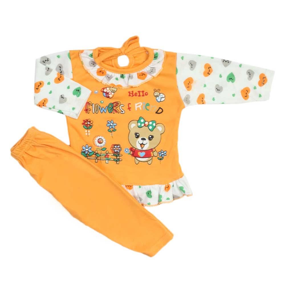 Newborn Girls Full Sleeves Suit - Peach, Newborn Girls Sets & Suits, Chase Value, Chase Value