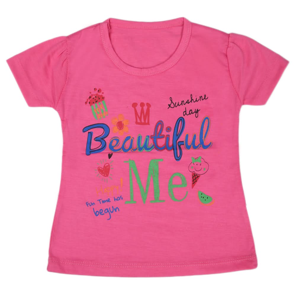 Girls Half Sleeves T-Shirt - Pink, Kids, Girls T-Shirts, Chase Value, Chase Value