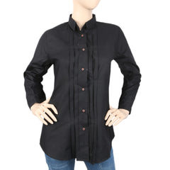 Women's Casual Shirt With Front Pleats - Black, Women, T-Shirts And Tops, Chase Value, Chase Value
