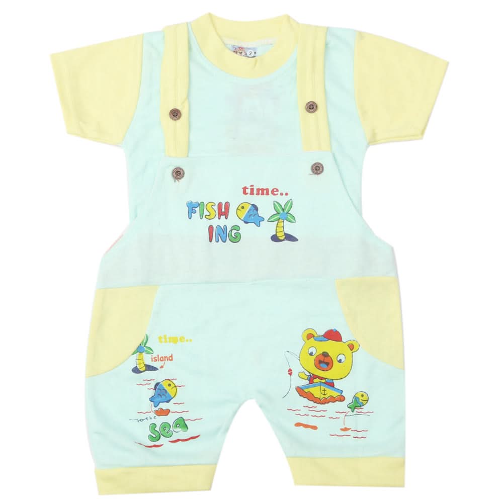 Newborn Boys Half Sleeves Romper - Sea Green, Kids, Newborn Boys Rompers, Chase Value, Chase Value