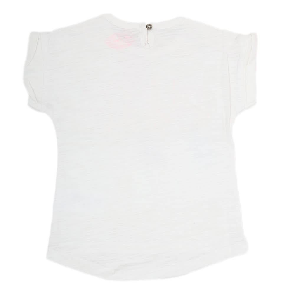 Newborn Girl Half Sleeves T-Shirt - White, Kids, NB Girls T-Shirts, Chase Value, Chase Value