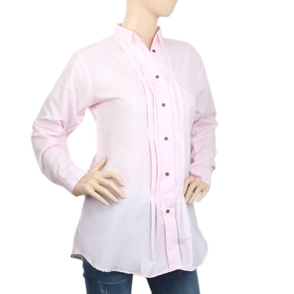 Women's Casual Shirt With Front Pleats - Pink, Women, T-Shirts And Tops, Chase Value, Chase Value