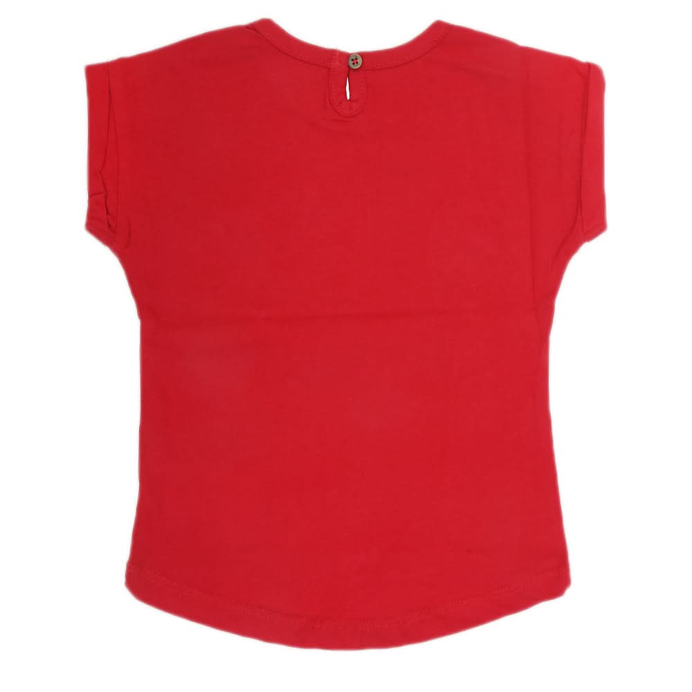 Newborn Girl Half Sleeves T-Shirt - Red, Kids, NB Girls T-Shirts, Chase Value, Chase Value