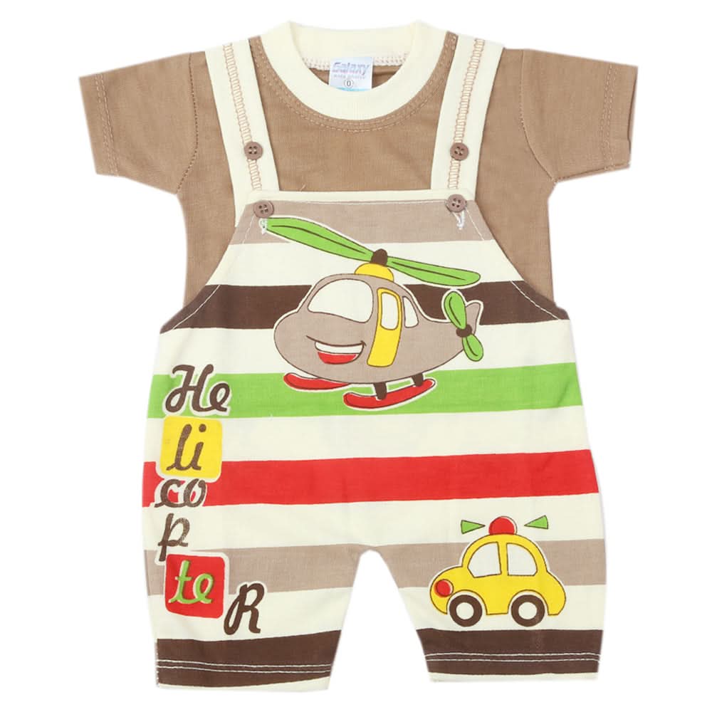Newborn Boys Half Sleeves Romper - Dark Brown, Kids, Newborn Boys Rompers, Chase Value, Chase Value