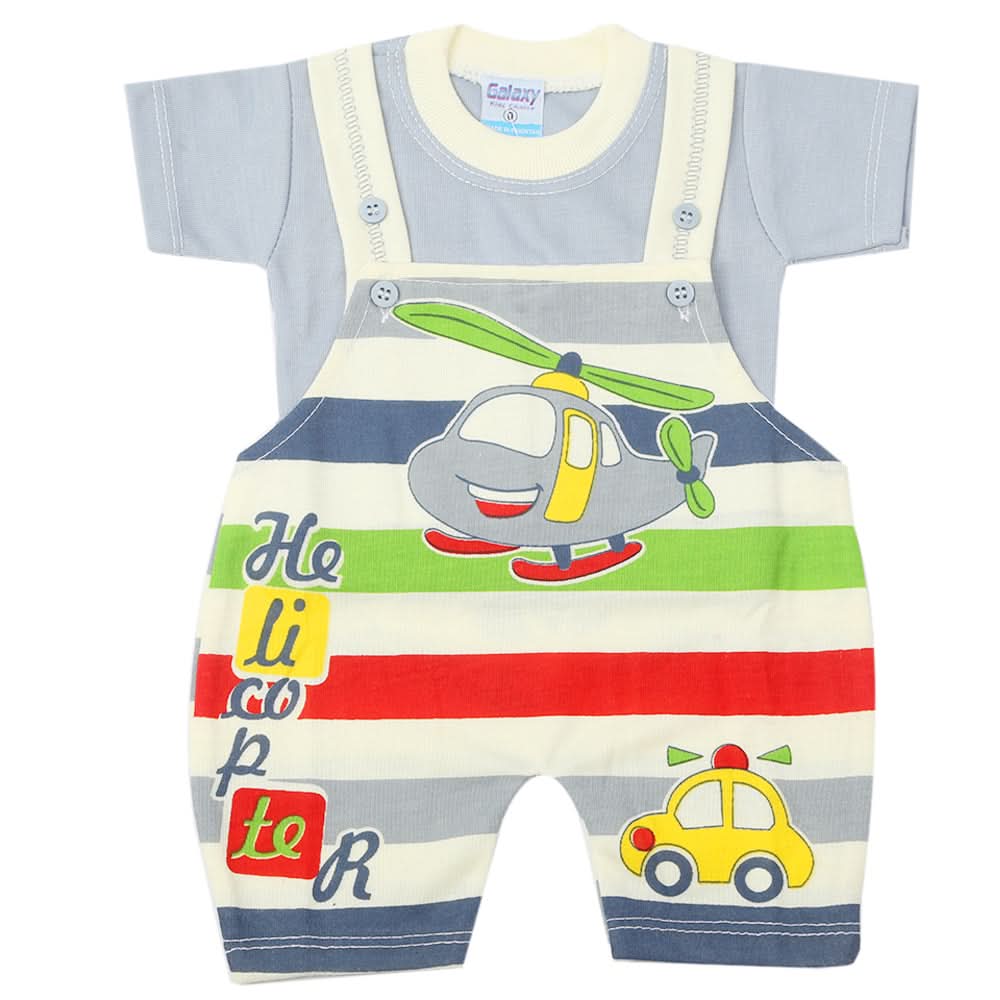 Newborn Boys Half Sleeves Romper - Steel Blue, Kids, Newborn Boys Rompers, Chase Value, Chase Value