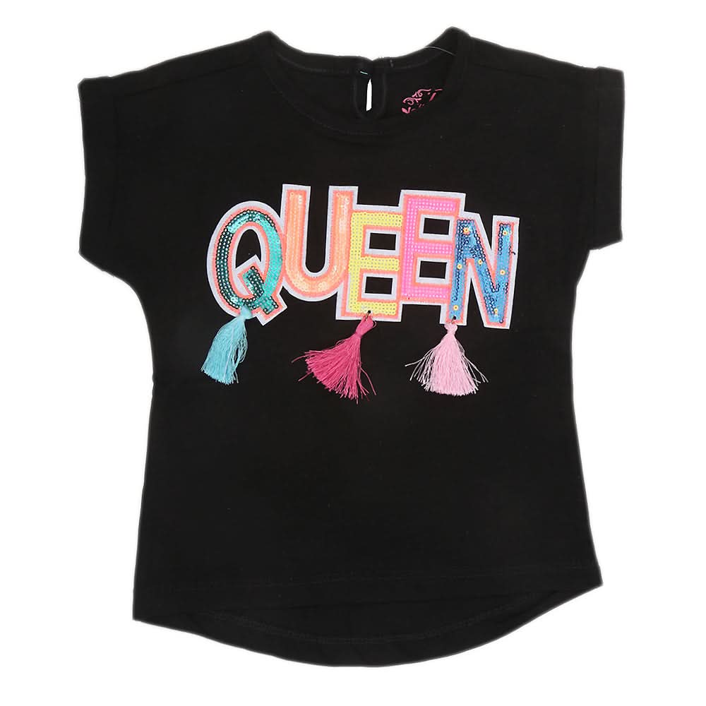 Newborn Girl Half Sleeves T-Shirt - Black, Kids, NB Girls T-Shirts, Chase Value, Chase Value