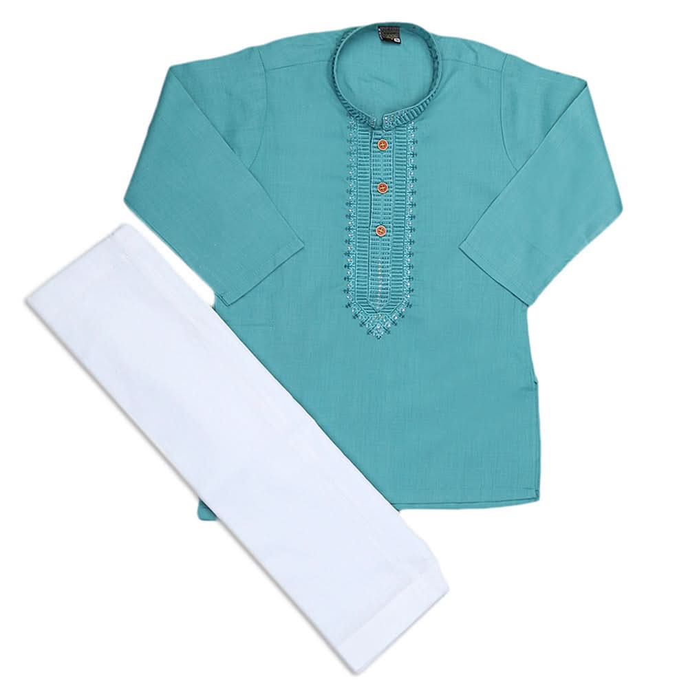 Boys Embroidered Kurta Shalwar Suit - Sea Green, Kids Clothes & Accessories, Chase Value, Chase Value