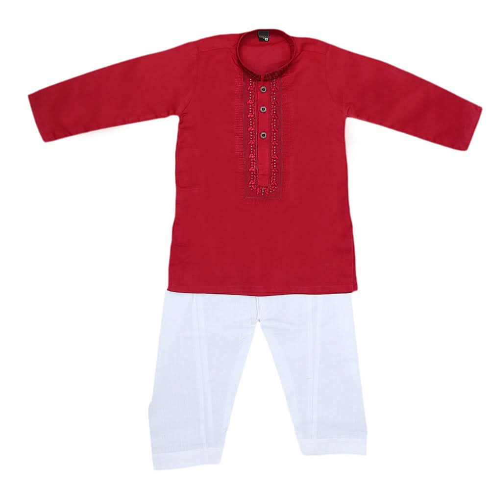 Boys Embroidered Kurta Shalwar Suit - Maroon, Kids Clothes & Accessories, Chase Value, Chase Value