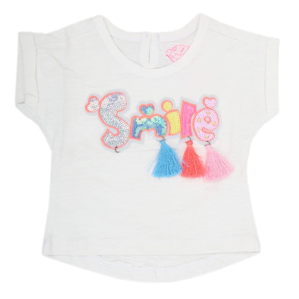 Newborn Girl Half Sleeves T-Shirt - White, Kids, NB Girls T-Shirts, Chase Value, Chase Value