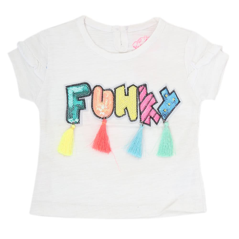 Newborn Girl Half Sleeves T-Shirt - White, Kids, NB Girls T-Shirts, Chase Value, Chase Value