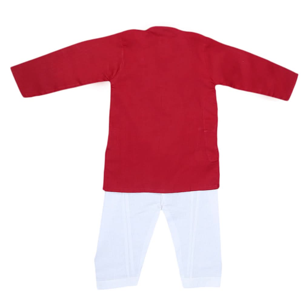 Boys Embroidered Kurta Shalwar Suit - Maroon, Kids, Boys Shalwar Kameez, Chase Value, Chase Value