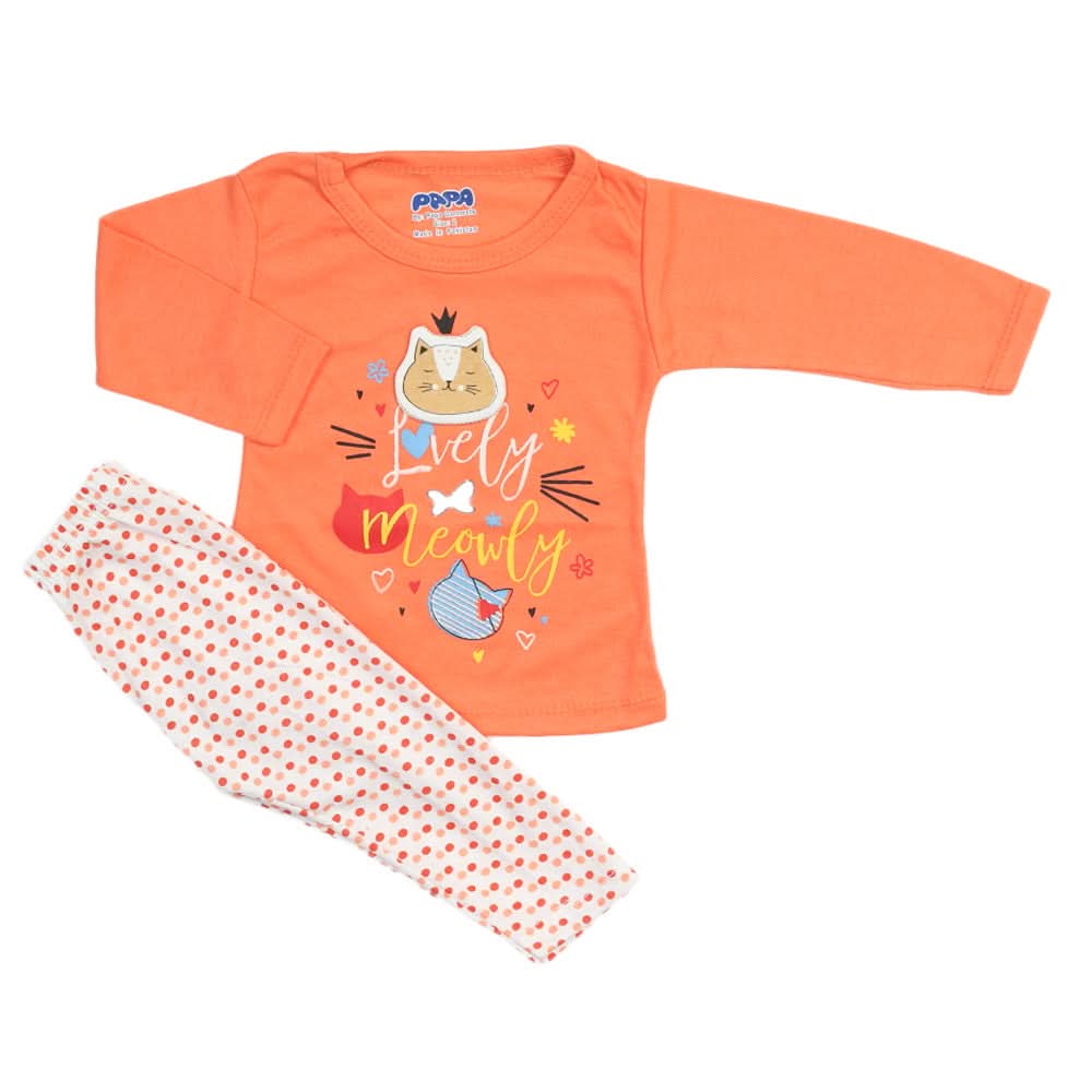 Newborn Girls Full Sleeves Suit - Peach, Newborn Girls Sets & Suits, Chase Value, Chase Value