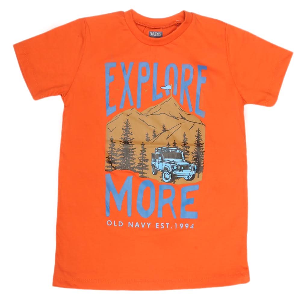 Boys Print T-Shirt - Orange, Kids, Boys T-Shirts, Chase Value, Chase Value