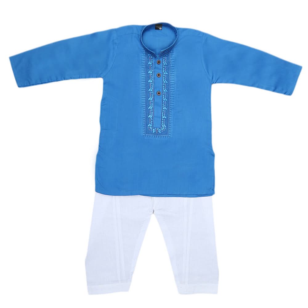 Boys Embroidered Kurta Shalwar Suit - Sky Blue, Kids Clothes & Accessories, Chase Value, Chase Value