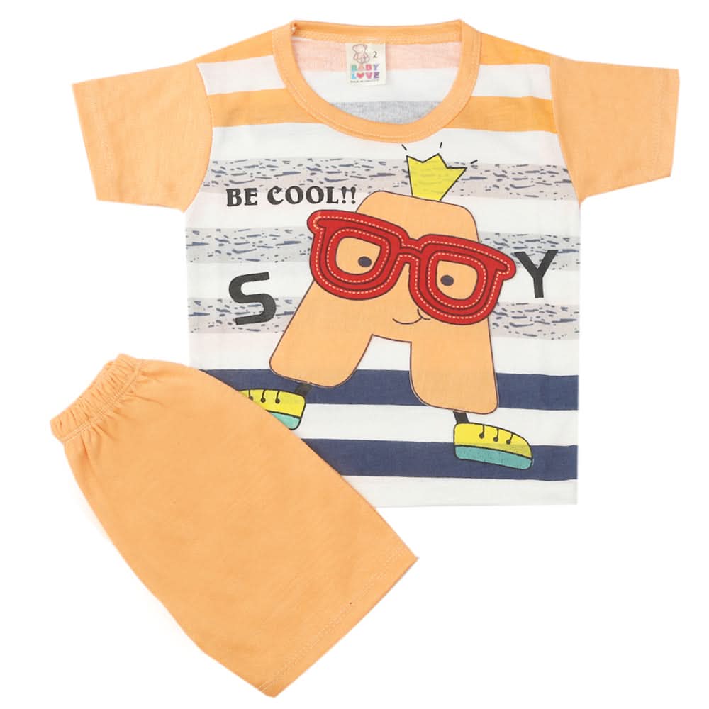 Newborn Boys Half Sleeves Suit - Peach, Kids, New Born Boys Sets And Suits, Chase Value, Chase Value